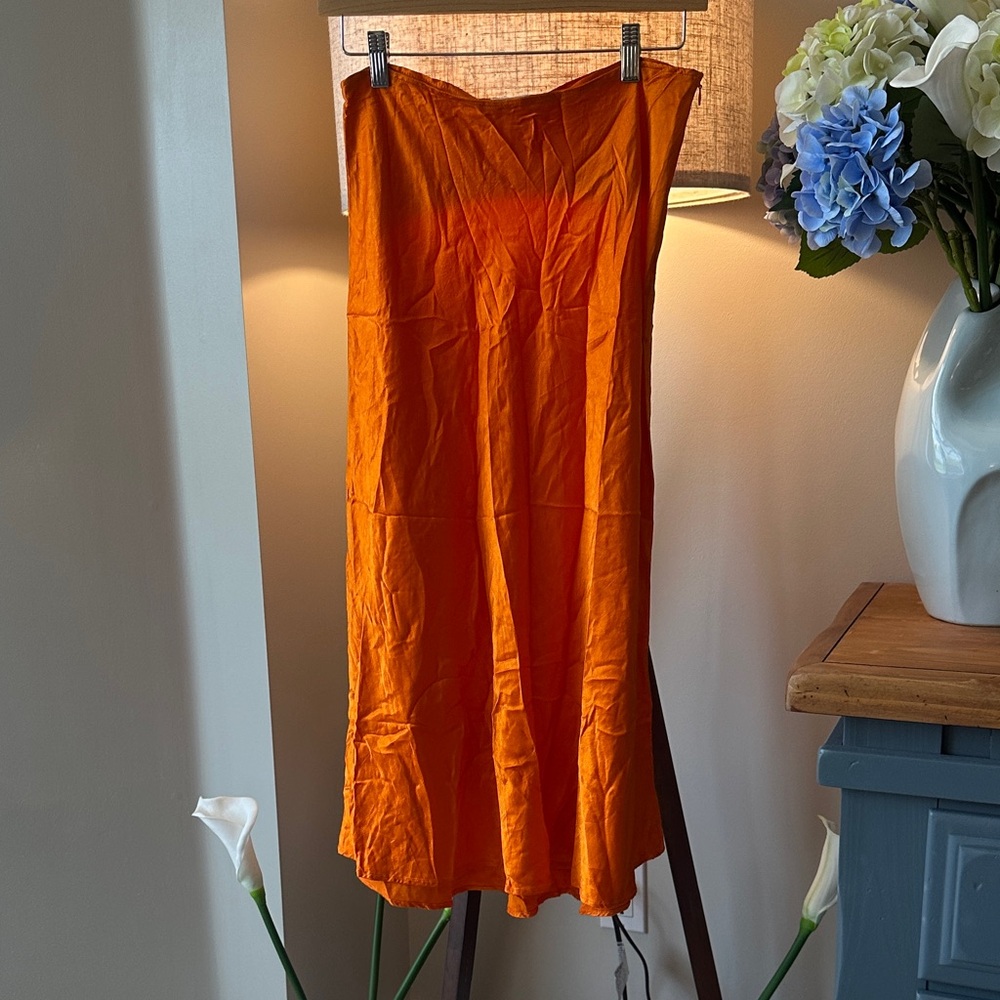 Zara Bright Orange Midi Skirt